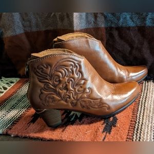 New Pikolinos Quilted Leather Cuero Floral Ginebra Zip Wedges Ankle Boots 7